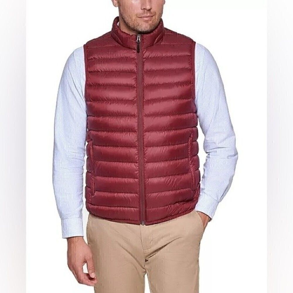 CLUB ROOMMen's Quilted Packable Puffer Vest, jacket color port Men's winter coat
